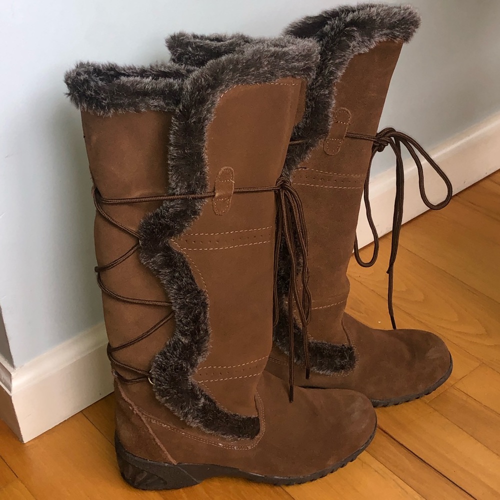 Chestnut Khombu tall weather boots, fo-fur lined 7